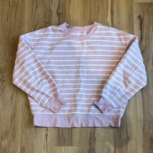 Lululemon Perfectly Oversized Crew Small Pink & White Stripe | NWOT
